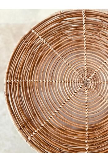 Lo Fi House Folk Küçük Yuvarlak Rattan Sehpa