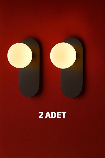 VENON 2.Piece Set Ellipse Metal Sconce Glop with White Glass - 2 Pieces Black Concept Product - Modern Sconce Bedside