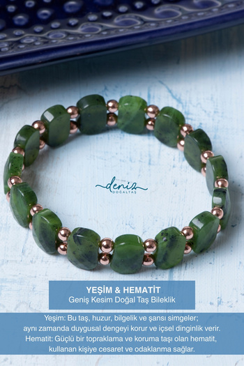 Deniz Doğal Taş Certified Jade Hematite Natural Stone Bracelet