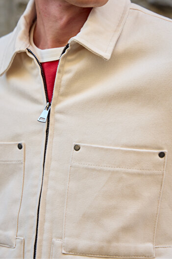 Danger Men's Cotton Jacket Coat Beige