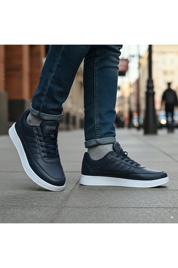 Giyyin Sneaker Sports Shoes Navy Blue Daily Comfortable Quality Lace-Up Orthopedic Suitable for Winter Floti