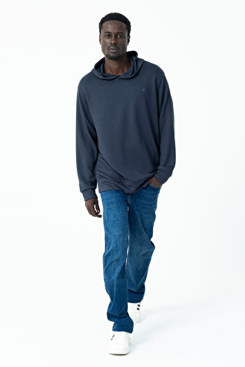 JB John Borners Men's Hooded Oversize Basic Sweatshirt Anthracite - 25K 1063