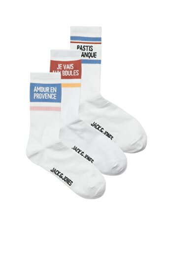Jack & Jones Erkek Beyaz Jacbouli Tennis Sock 3 Pack Çorap 12286387-White