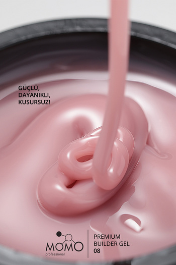 MOMO professional Premium Builder Gel, Protez Tırnak Jeli No.08, Gül Kurusu, 10 gr, TPO- FREE