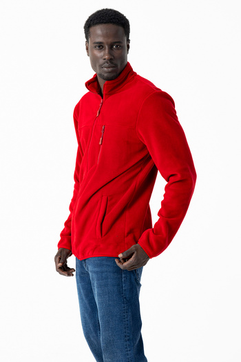 JB John Borners Men's Stand Collar Fleece Claret Red Pocket Detailed Zippered Soft Textured - 6019