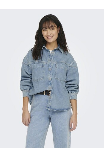 ONLY Women &Apos; S Blue Onlani Ls Shirt, lb Dnm Jacket, Cro Jean 15284611 -Lightblue