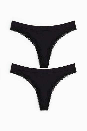 H&M 2-pack Seamless Lace-trimmed thong briefs