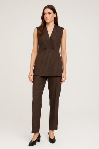 centilmen Unique Zero Sleeve Striped Vest 268002 Brown
