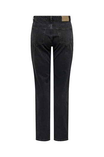 ONLY Women's Black Onljaci Mw Straight Bl Dnm Cro Jean 15301779-Black
