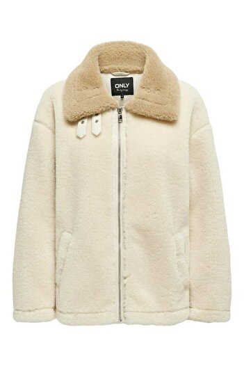 ONLY Women's Beige Onlbuket Bonded Fur Jacket Otw Coat 15315426-Pumicesto