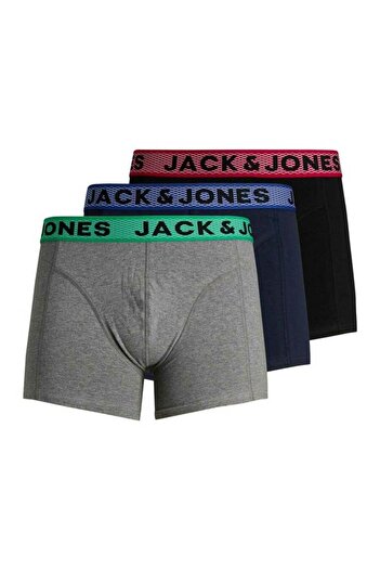 Jack & Jones Men's Black Jacian Solid Trunks 3 Pack Boxer 12198233-Black