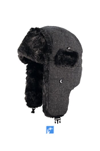 Kardelen Butik Denizli 70% Cotton 30% Acrylic, Furry Russian Pilot Hat (for Women and Men)
