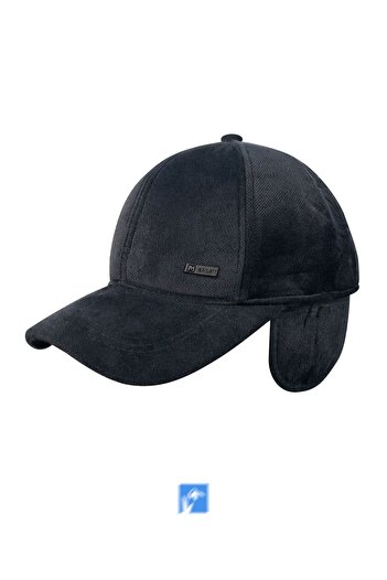 Kardelen Butik Denizli 70% Cotton 30% Acrylic, Velvet, Ear Flaps, Soft Fleece Lined, Adjustable Buckle Hat