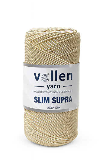 vollen yarn Slim Supra 200 Gr Κερωμένο Πολυεστερικό Κορδόνι – Κορδόνι για τσάντες, Κορδόνι για δρομείς, Κορδόνι για βραχιόλια, Κορδόνι για πασέτες – Μπεζ
