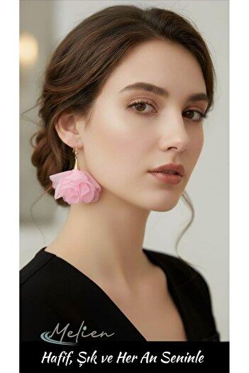 Melien Sophisticated Stylish Sweet and Elegant Lace Mesh Floral Steel Earrings Fairy Style Dangle Night Daily Jewelry