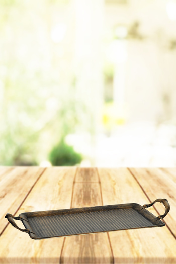 VENON Home Tray Alara 290x185 with Handle Black Yellow Patina Full