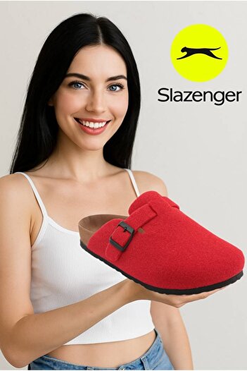 Slazenger Leo Women's Felt House Slippers Red