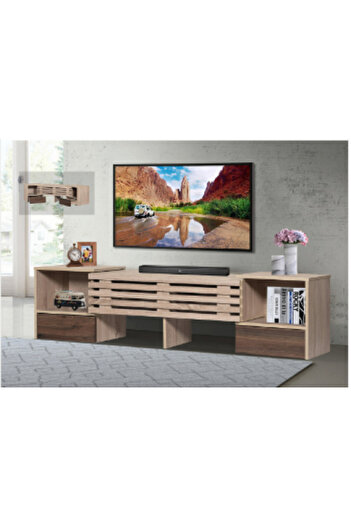 BAITY Malaysian Wood TV Table 160cm with Moving Wooden Drawers - Wooden Color