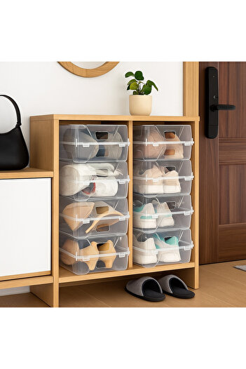 KRM HOME 10-Piece Transparent Shoe Storage Box Men