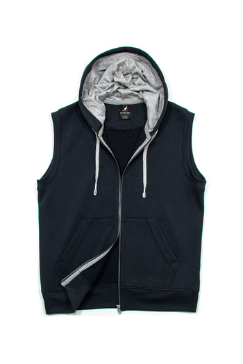 Cottonland Men's Cormac Regular Fit Three Thread Non-Fleece Hooded Sweat Vest Petrol Gray
