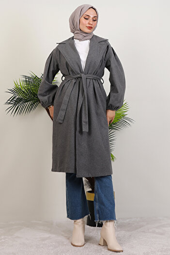 Giza Giyim Asuman Stamp Coat Dark Gray