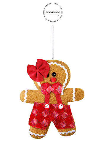 Dekorsende New Year's Ornament Jumpsuit with Bow Girl Cookie Red 15 cm