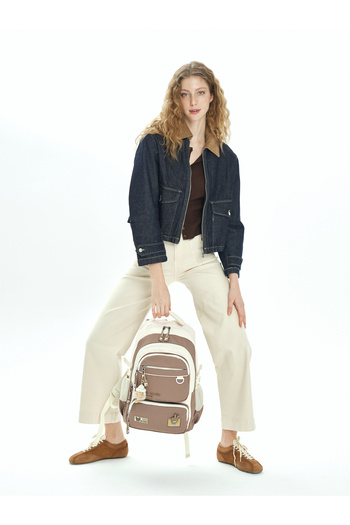 Pierre Cardin 1990 School Bag Water Resistant Multi-Compartment Brown