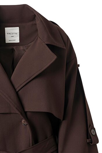 FACETTE Γυναικεία καμπαρντίνα Bitter Brown Sleeve Epaulet Windbreaker Oversize Trench