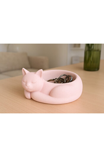 melora 14 cm Cat Stone Bowl, Cat-Shaped Jewelry Storage Bowl, Cat Bowl, Cat Organizer, Cat Decor Object