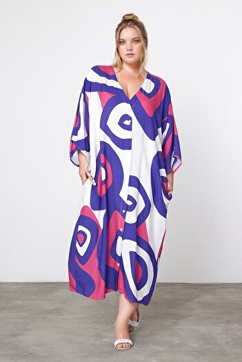 bacc Maxi Size Purple Printed Woven Viscon Dress Bcvl-25905