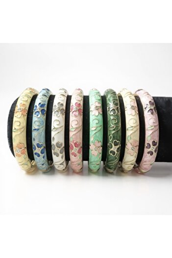 POKAK Colorful Enamel Pearlescent Stone Handcuff Bracelet
