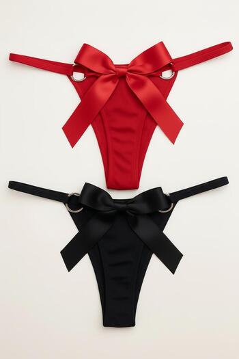 Emsay Store Set de 2 chiloți sexy cu fundă disponibilă în mărime mare