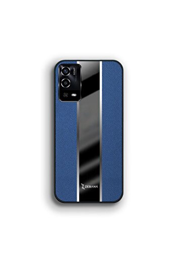 Zebana Oppo A55 Uyumlu Kılıf Premium Deri Kılıf Mavi