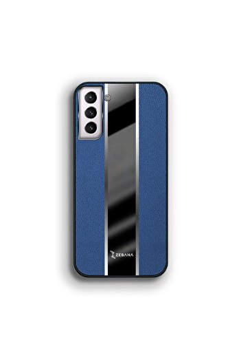 Zebana Samsung Galaxy S21 Plus Uyumlu Kılıf Premium Deri Kılıf Mavi