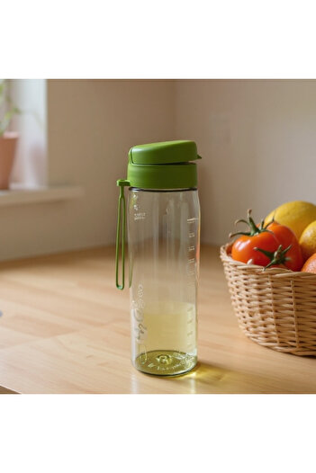 HOLLYHOME Pure Water Bottle, Water Container with Strainer, Plastic Water Bottle, Water Bottle, 730 ml Green