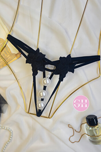 G&H UNDERWEAR String Thong Panties with Pearls (with Large Pearls)