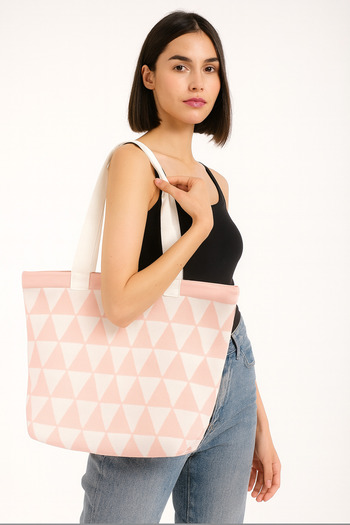 Sebir Moda Triangle Patterned Knitwear Shoulder and Beach Bag