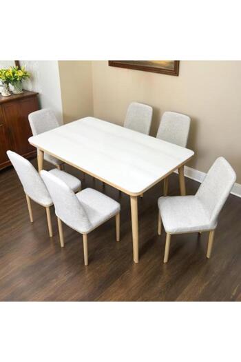 BAITY 6 Seater Marble Dining Table with Fabric