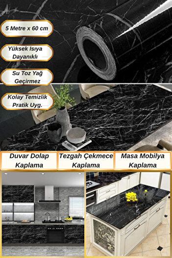 Hane Dostu 5 Metre  Mermer Desen Kendinden Yapışkanlı Kesilebilir Masa Üstü Tezgah Folyo Sticker