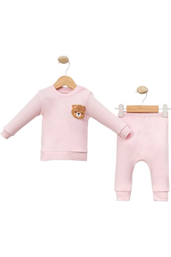 Ozz Baby Baby 0/1-0/3 Months Teddy Bear Embroidered Hospital Release Newborn Sweatshirt-No Booties Bottom