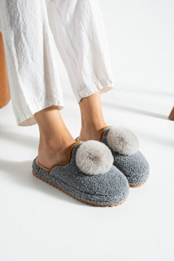 STOCON Women's Pompom House Slippers No Noise Thick Sole Winter Slippers Stc1162