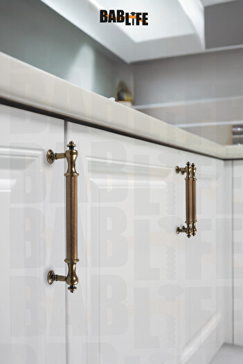 bablife Roma 192mm Antik Sarı Lüks Modern Çekmece Dolap Vestiyer Mobilya Kulpları