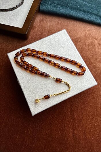 dergah tesbih Gold Tassel Ankle-Length Russian Drop Amber (Amber), (Drop Amber Rosary)