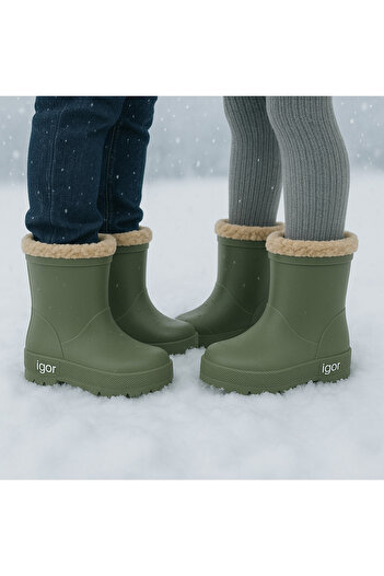 IGOR unisex çocuk YOGI BORREGUITO VERDE kürklü kar botu, yağmur botu