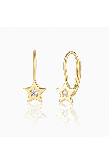 Sandra Ferretti Cercei cu cârlige pentru copii din aur galben de 18K cu diamante de 0.05ct, stea