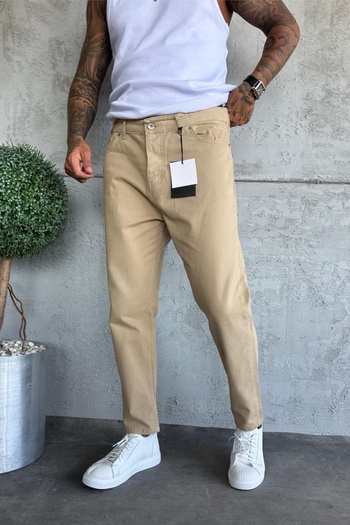 MADZEYMODA Denim Fabric Beige Boyfriend Fit Men's Jean Jeans Ke-835