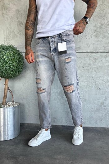MADZEYMODA Denim Fabric Blue Boyfriend Fit Ripped Detailed Men's Jean Jeans Mz454