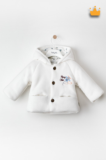Babydola 0-2 Years Old 2.5 Tog Cotton Lined Fleece Hooded Baby Boy Coat Ecru 12522