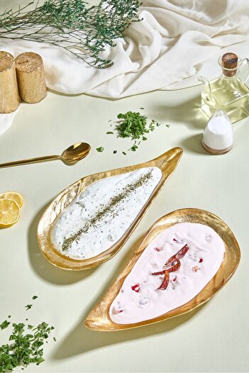 Lora Bianca Gold Oyster Glass Appetizer Serving Plate - 2 Pieces