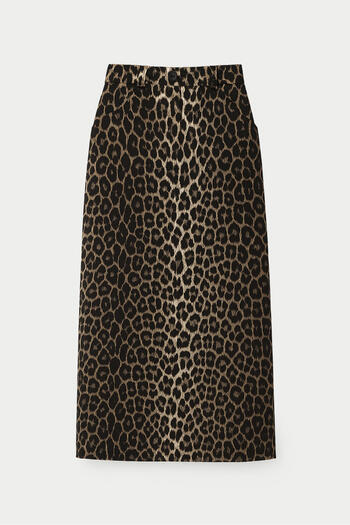 Touché Privé Leopard Patterned Gabardine Skirt